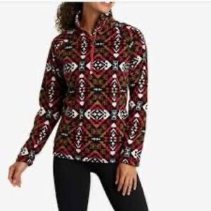 Eddie Bauer quarter zip fleece red black white size small​​​​​​​​​​​​​